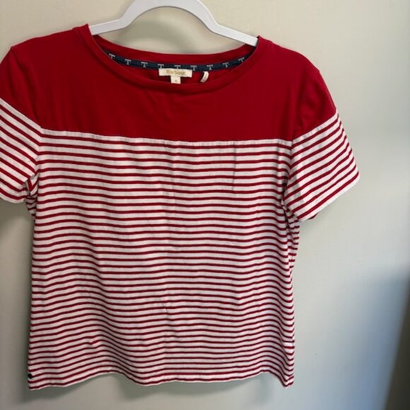 Barbour red striped top Tshirt size US 10-12 UK 16 - Picture 1 of 5